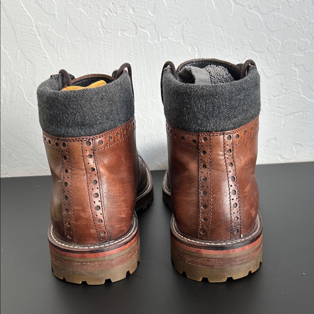 Johnston & Murphy Brown Leather Cap-Toe Brogue Lace-Up Boots - Picture 4 of 6